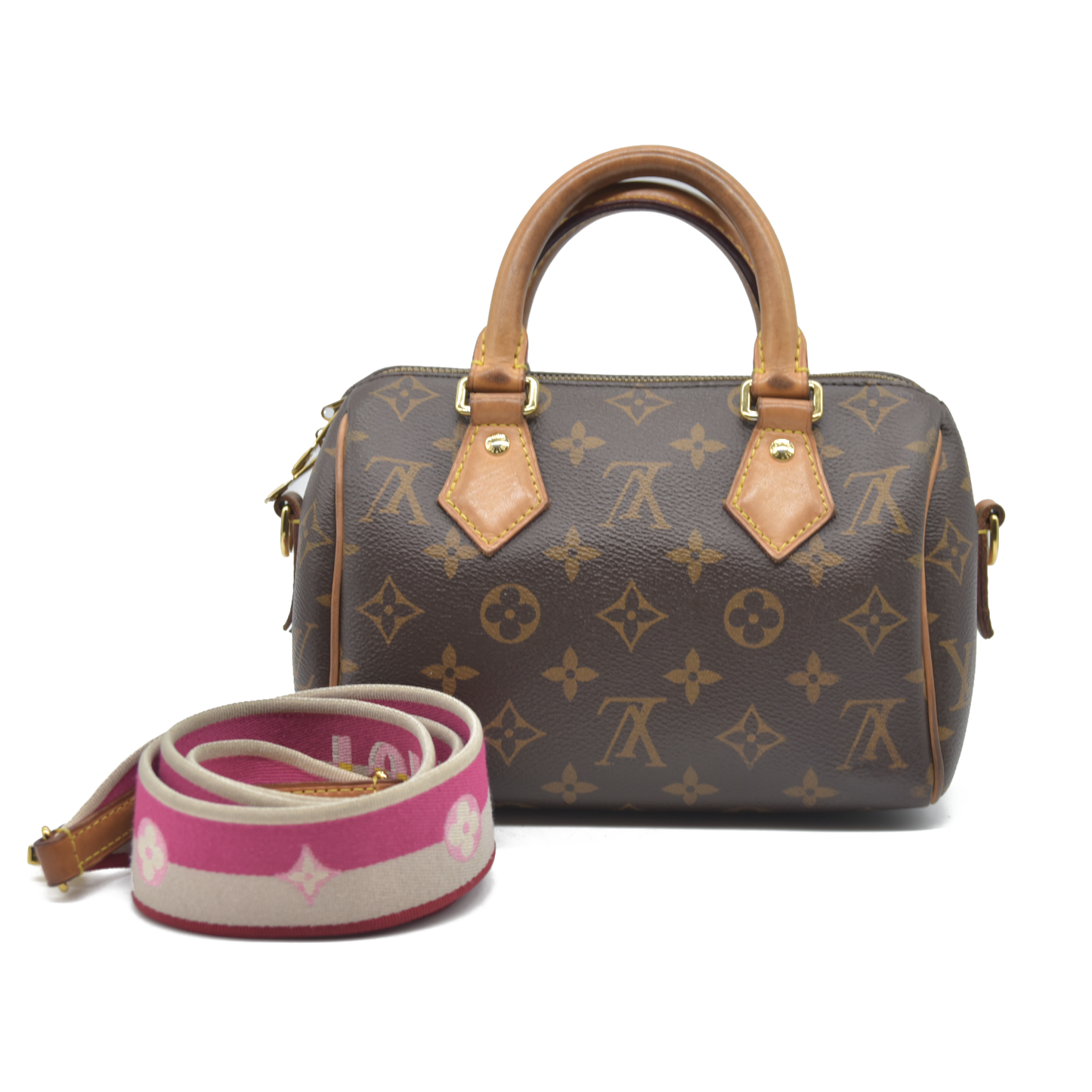 $2260 LOUIS VUITTON Monogram Speedy Bandouliere 20 Fuchsia RFID