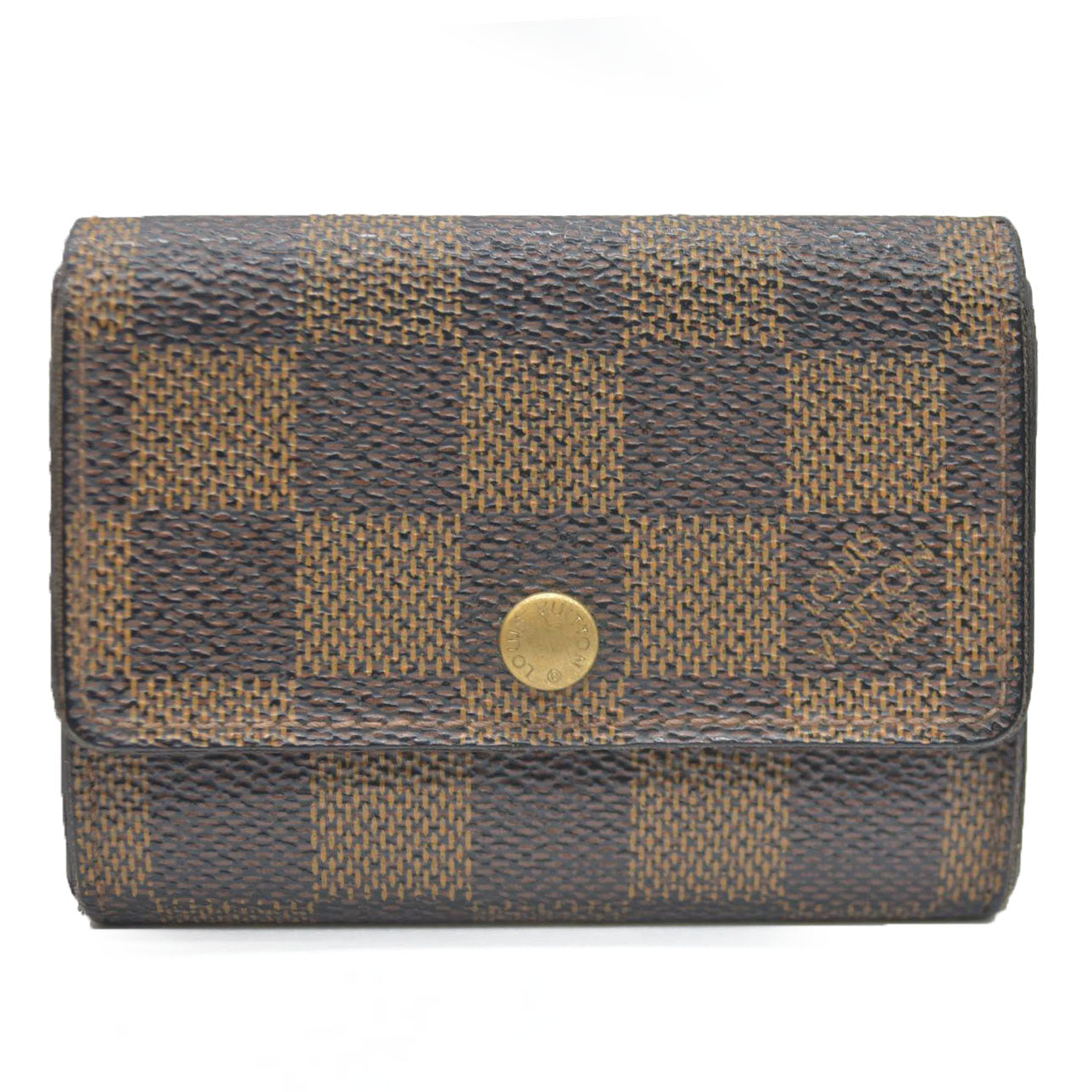 Louis Vuitton Damier Porte Monnaie Plat Coin Purse Wallet Brown MI0032