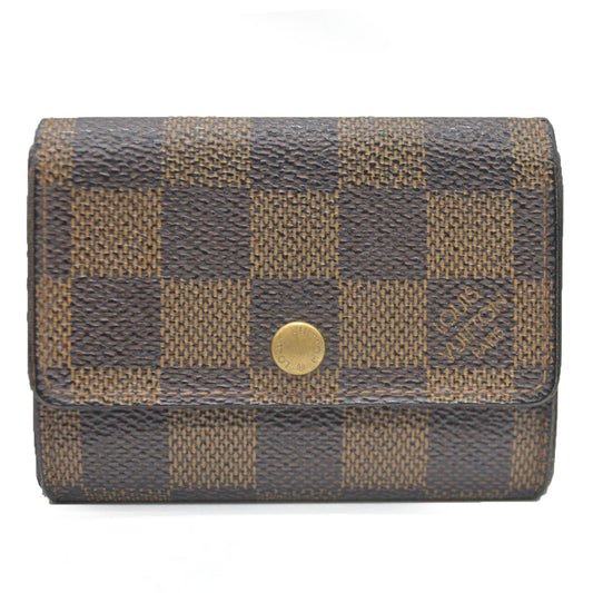 Louis Vuitton Damier Porte Monnaie Plat Coin Purse Wallet Brown MI0032