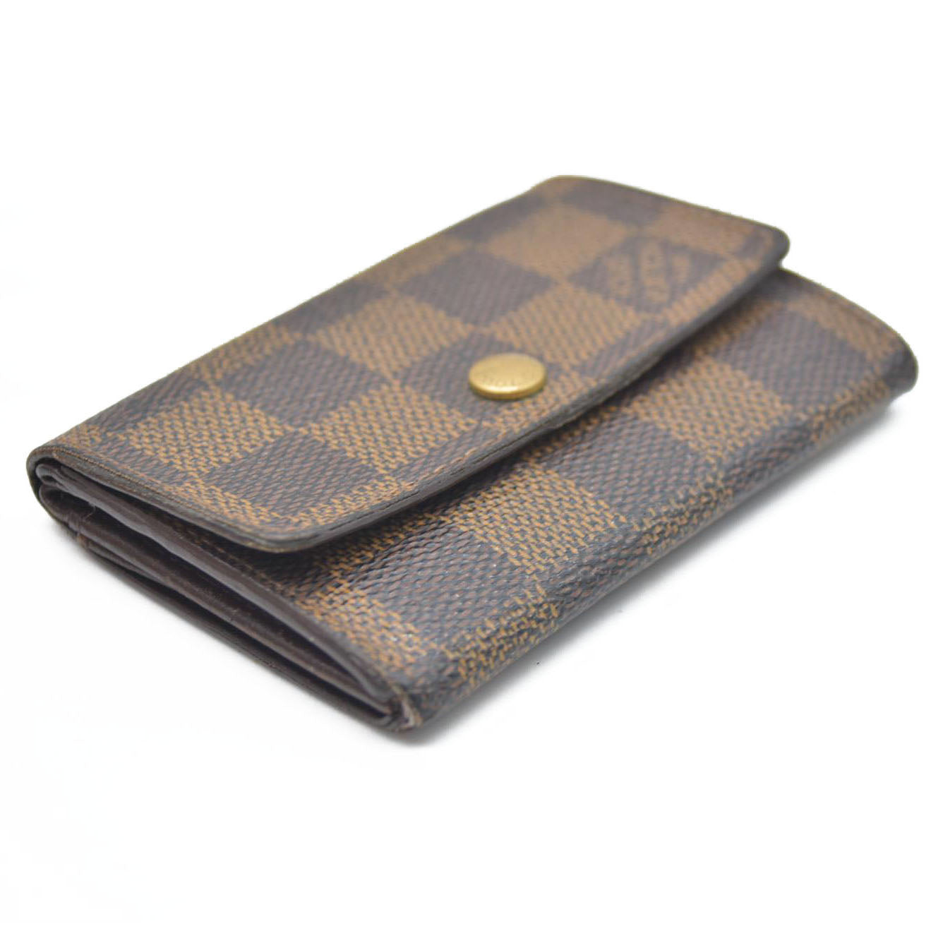 Louis Vuitton Damier Porte Monnaie Plat Coin Purse Wallet Brown MI0032