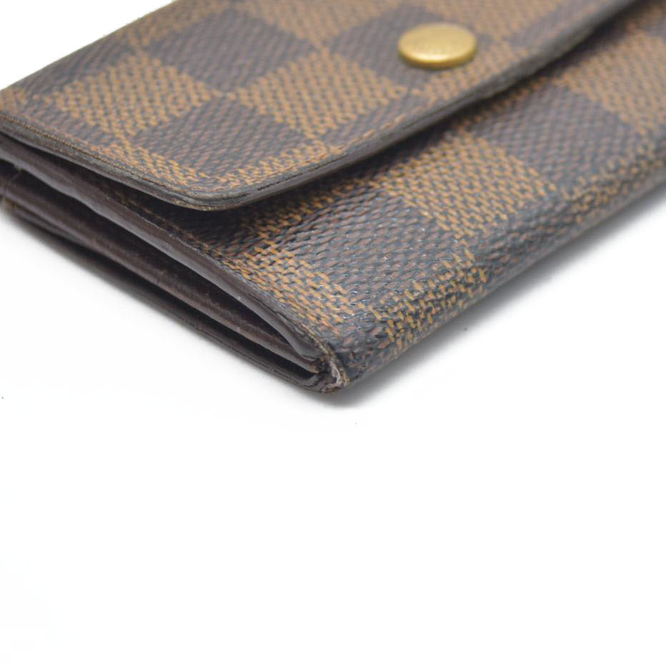 Louis Vuitton Damier Porte Monnaie Plat Coin Purse Wallet Brown MI0032