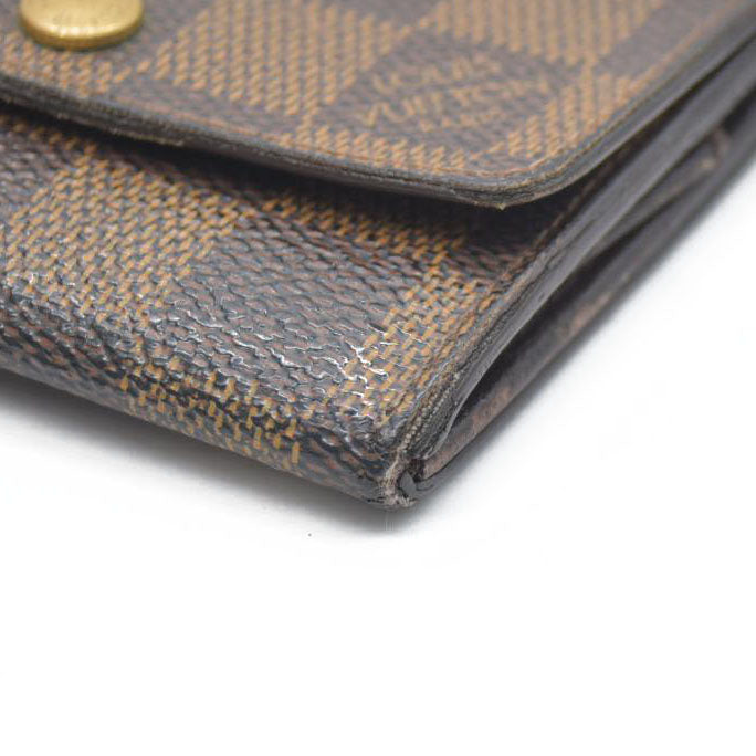 Louis Vuitton Damier Porte Monnaie Plat Coin Purse Wallet Brown MI0032