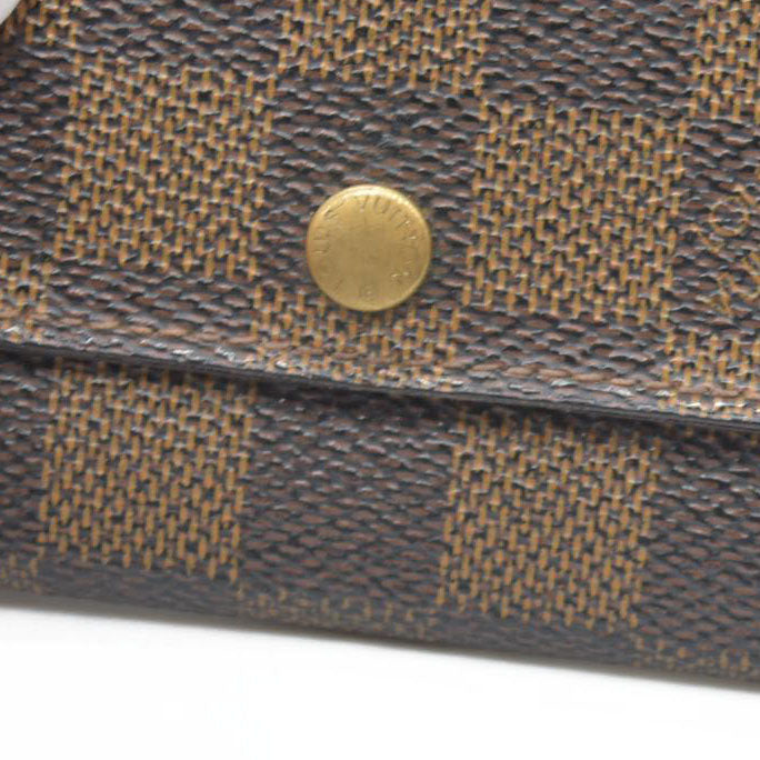Louis Vuitton Damier Porte Monnaie Plat Coin Purse Wallet Brown MI0032