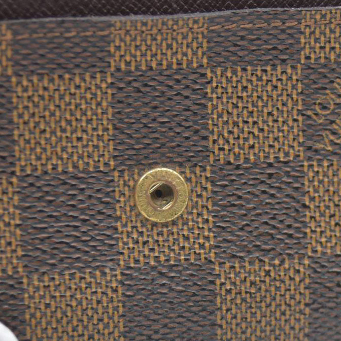 Louis Vuitton Damier Porte Monnaie Plat Coin Purse Wallet Brown MI0032