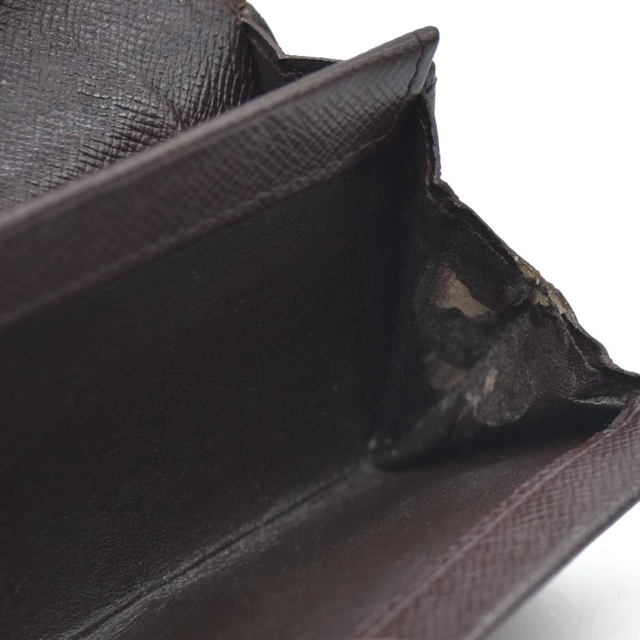 Louis Vuitton Damier Porte Monnaie Plat Coin Purse Wallet Brown MI0032