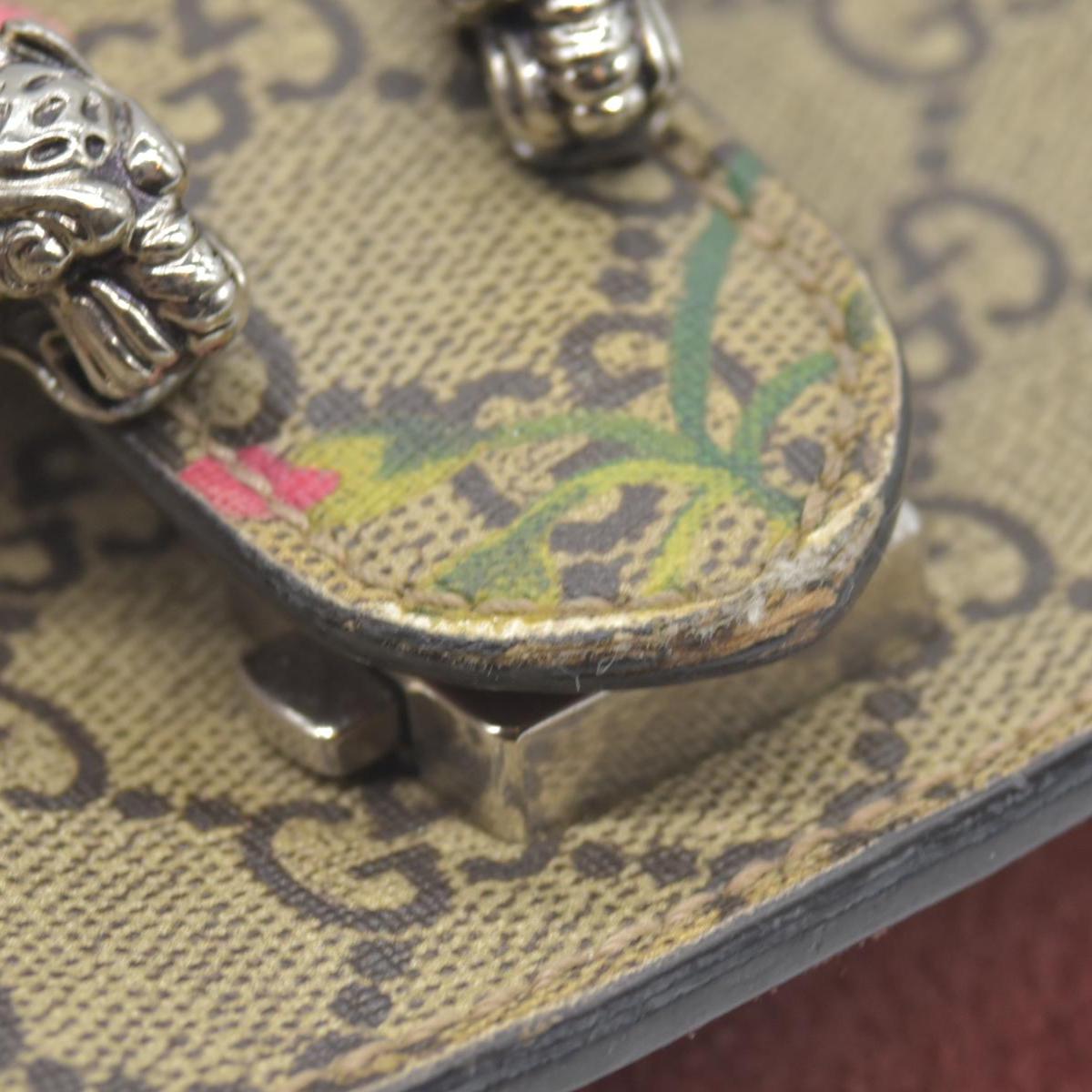 $2600 Gucci GG Supreme Monogram Blooms Mini Dionysus Shoulder Bag Beige Multicolor Dry Rose
