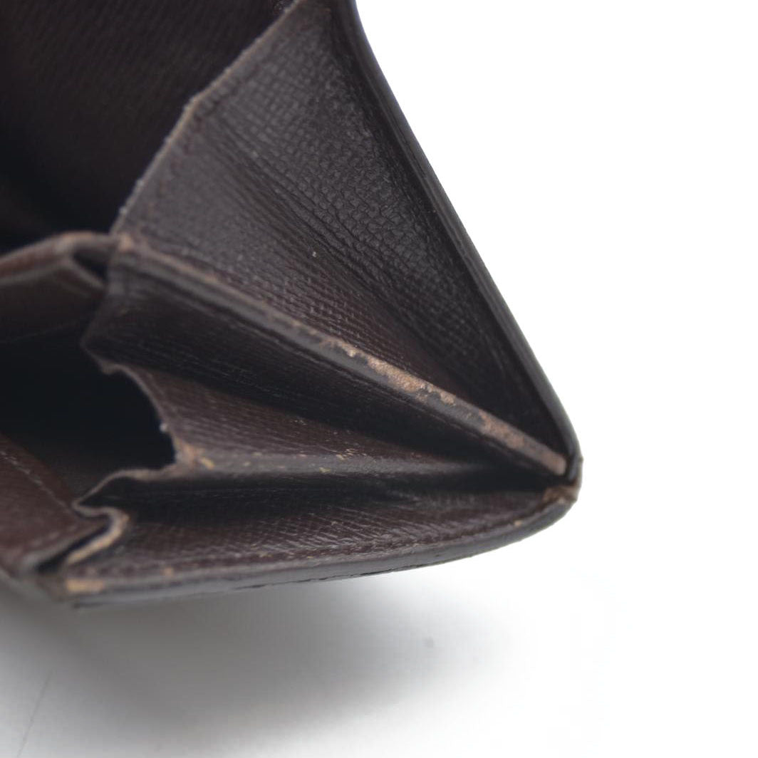 Louis Vuitton Damier Porte Monnaie Plat Coin Purse Wallet Brown MI0032