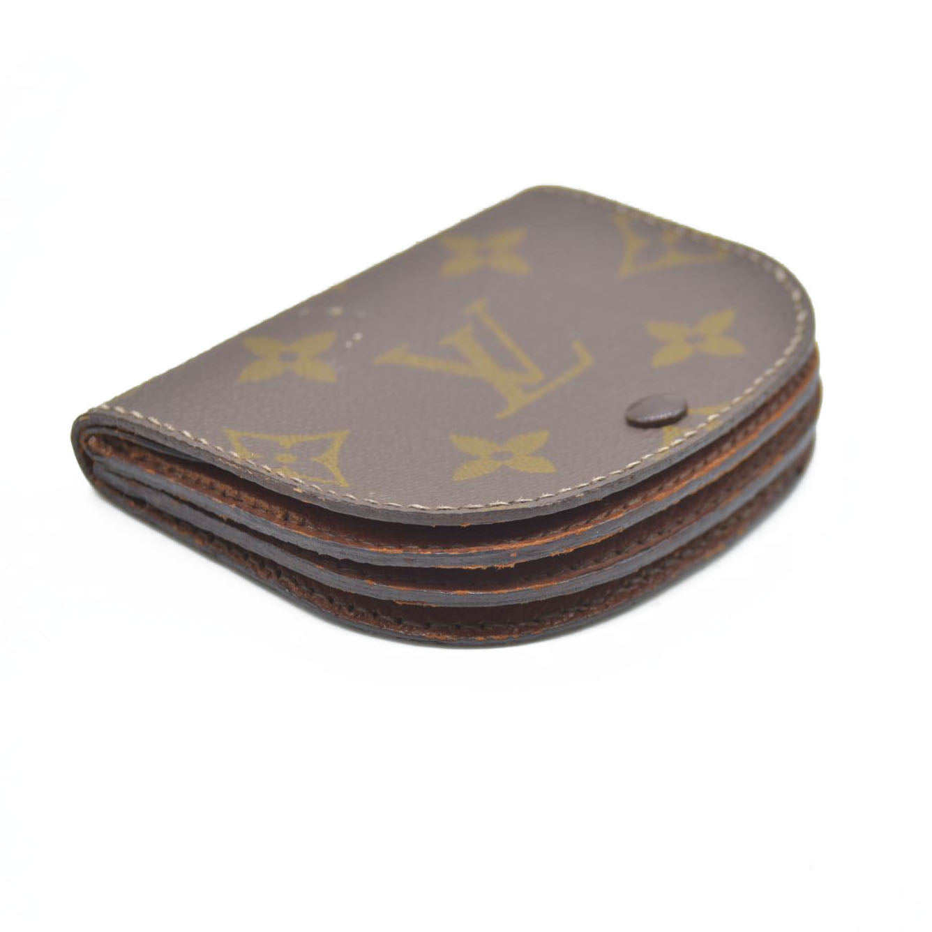 Louis Vuitton Monogram Porte Monnaie Gousset Coin Purse wallet Brown
