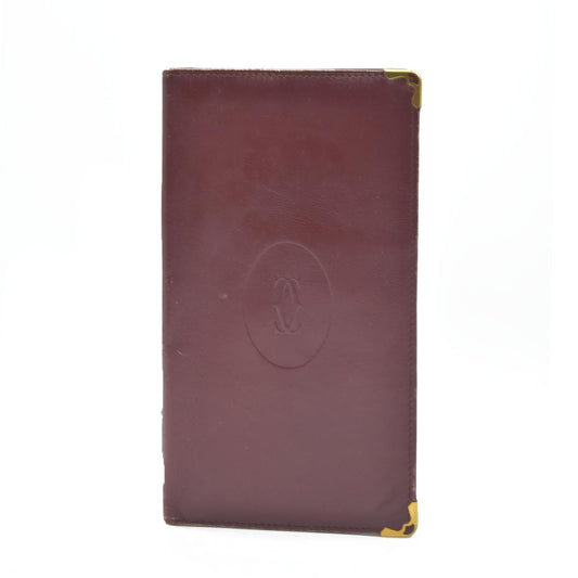 Must de Cartier Leather Long Bifold Wallet Bordeaux