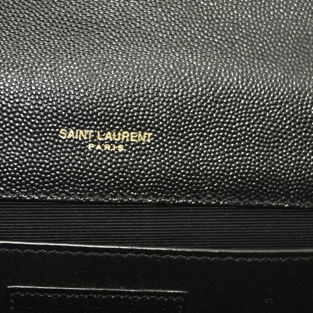 Saint Laurent  Grain De Poudre Textured Mixed Matelasse Triquilt Medium Monogram Satchel Black