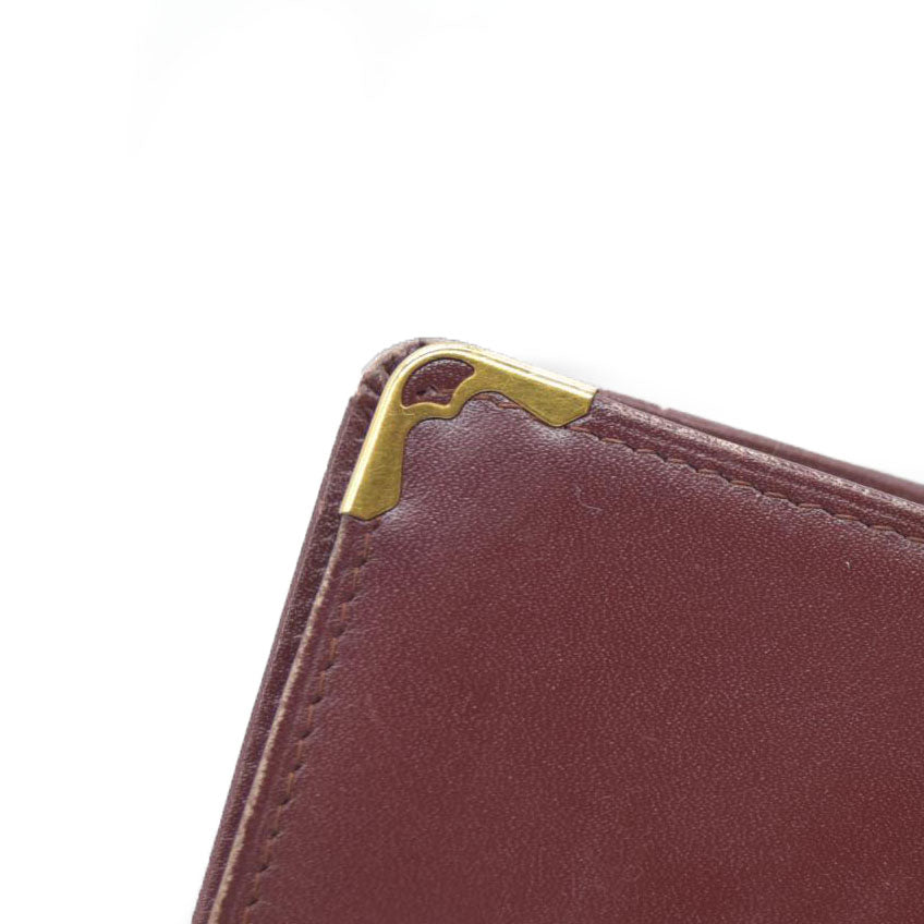 Must de Cartier Leather Long Bifold Wallet Bordeaux