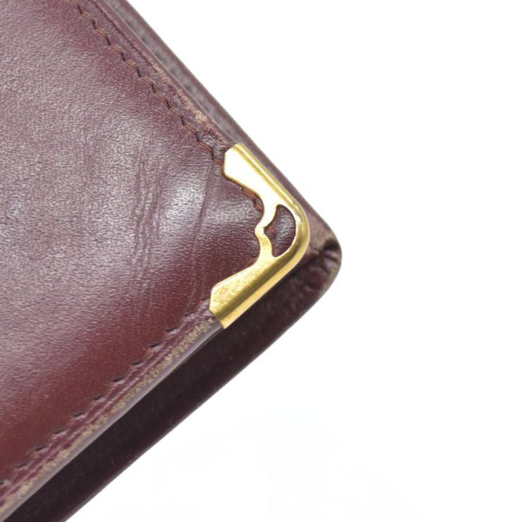 Must de Cartier Leather Long Bifold Wallet Bordeaux
