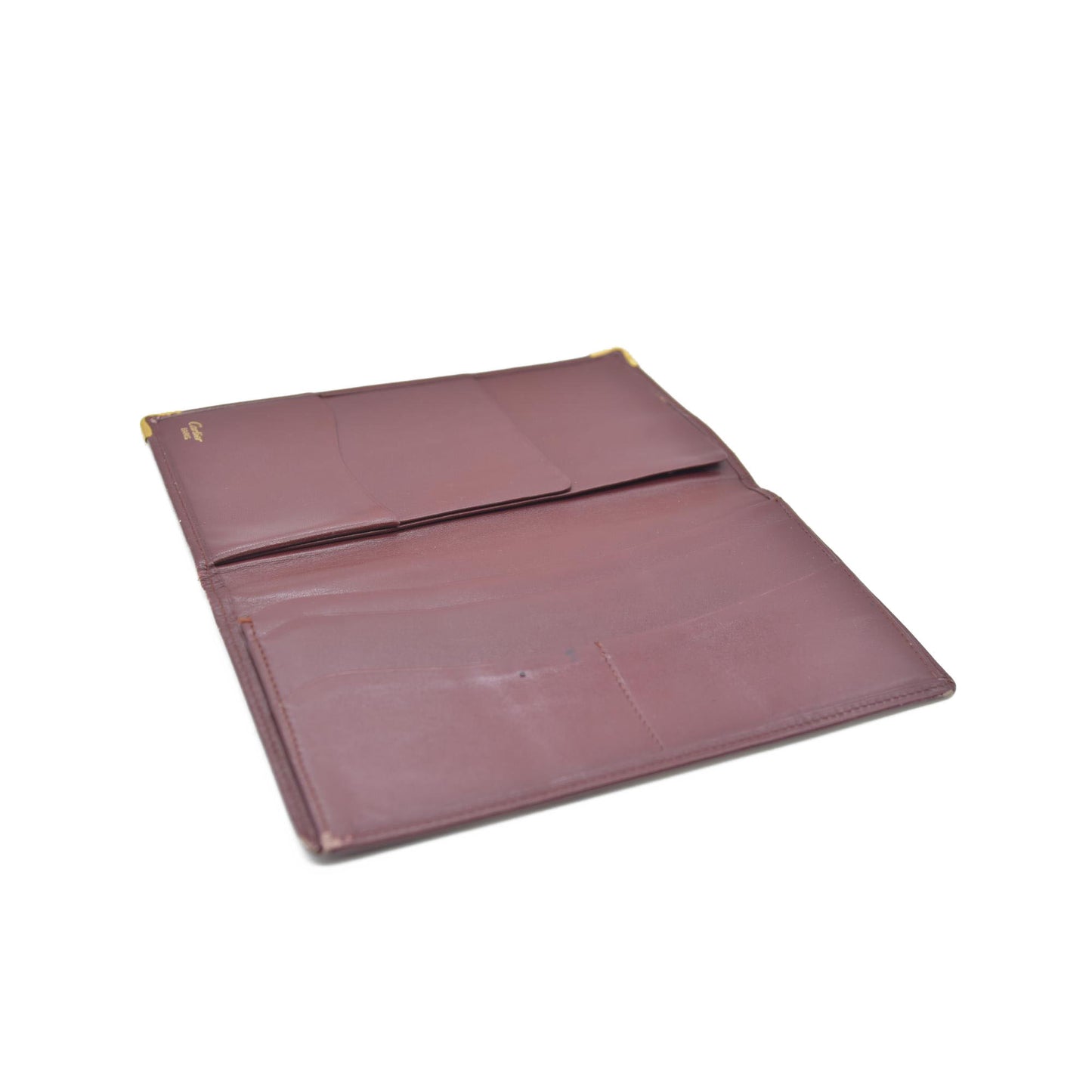 Must de Cartier Leather Long Bifold Wallet Bordeaux