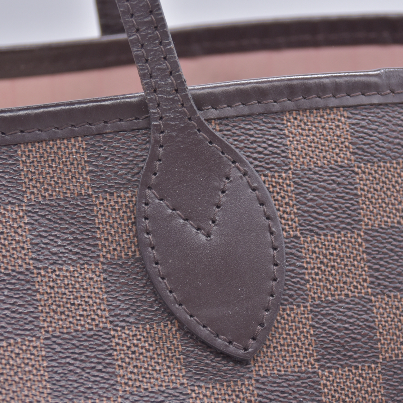 $2240 Louis Vuitton Damier Ebene Neo Neverfull MM Rose Ballerine with Pouch