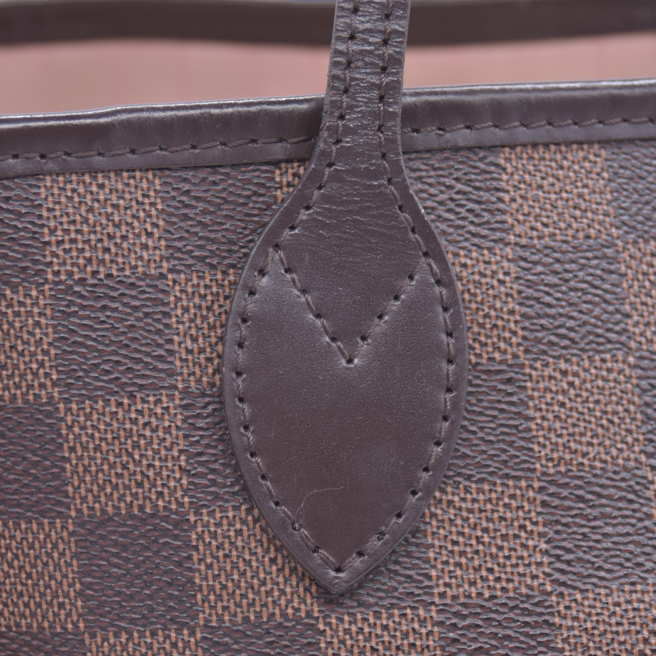 $2240 Louis Vuitton Damier Ebene Neo Neverfull MM Rose Ballerine with Pouch