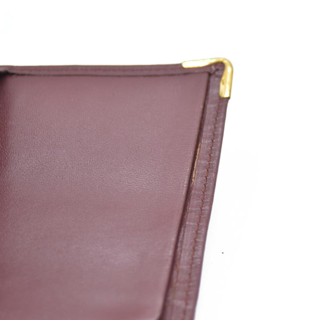 Must de Cartier Leather Long Bifold Wallet Bordeaux