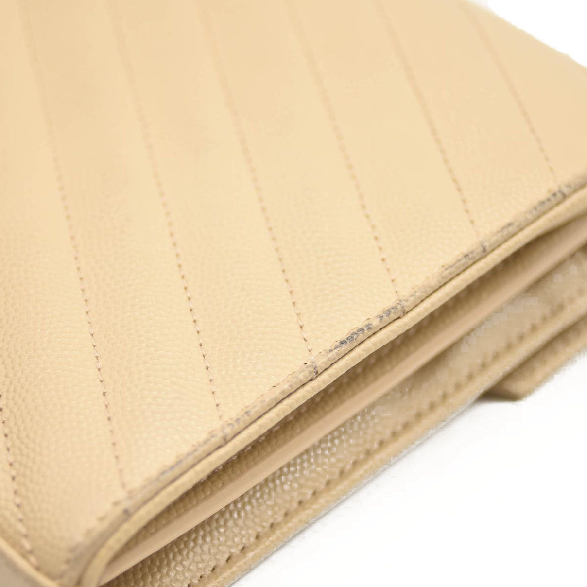 SAINT LAURENT Grain De Poudre Matelasse Chevron Monogram Envelope Chain Wallet Nude Powder