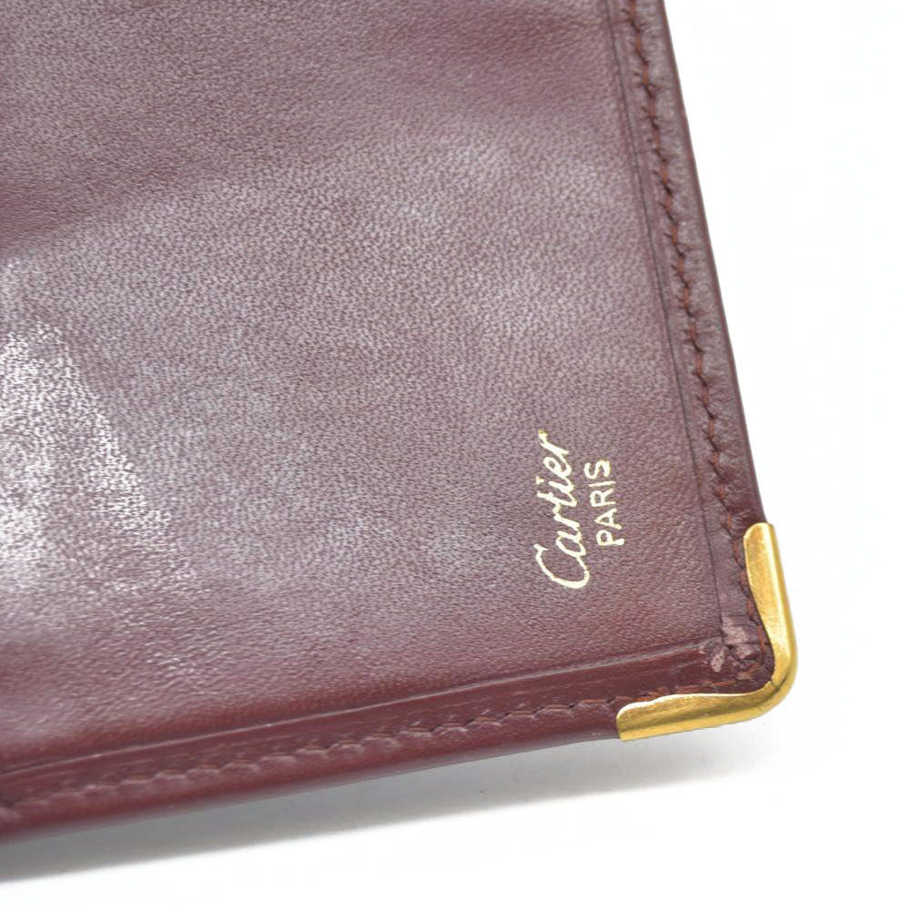 Must de Cartier Leather Long Bifold Wallet Bordeaux