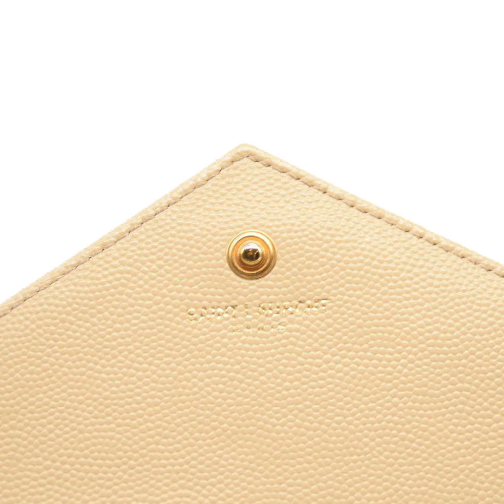 SAINT LAURENT Grain De Poudre Matelasse Chevron Monogram Envelope Chain Wallet Nude Powder