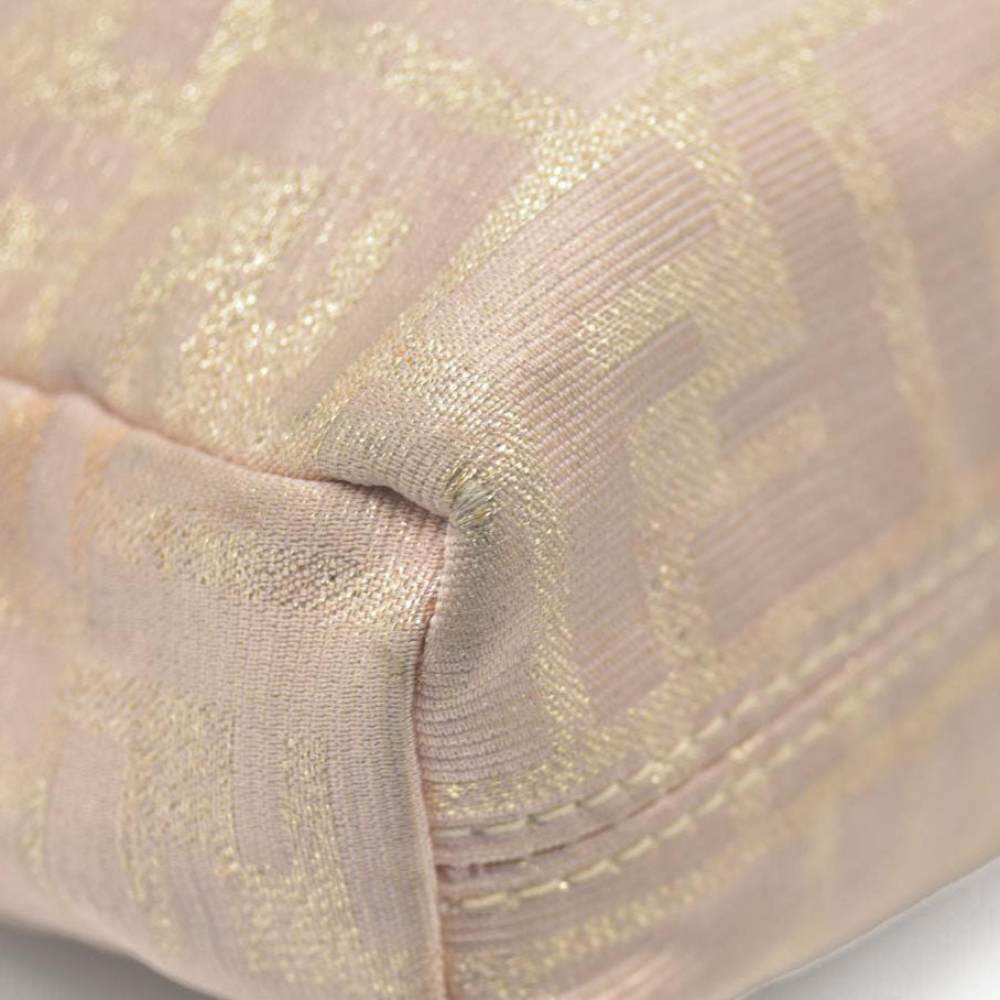 $1075 FENDI Chain Zucca Canvas Shoulder Bag Beige