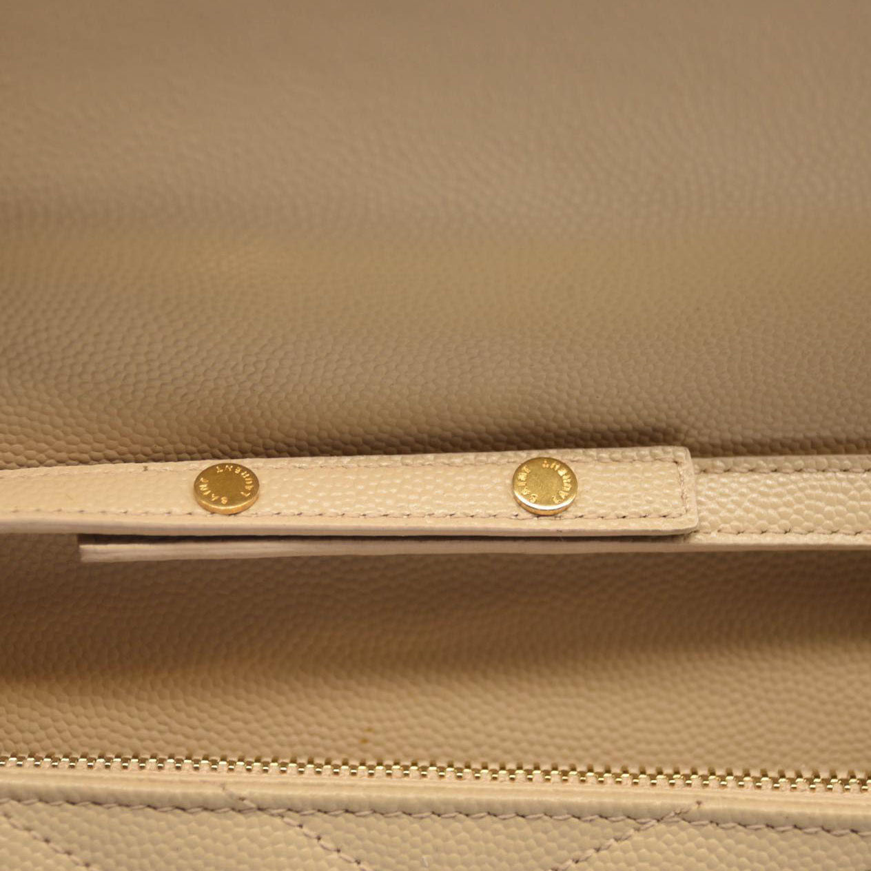 SAINT LAURENT Grain De Poudre Matelasse Chevron Monogram Envelope Chain Wallet Nude Powder