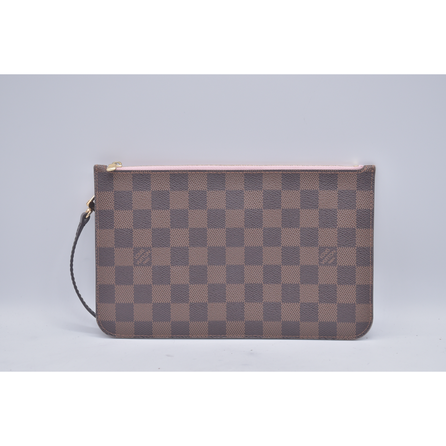 $2240 Louis Vuitton Damier Ebene Neo Neverfull MM Rose Ballerine with Pouch