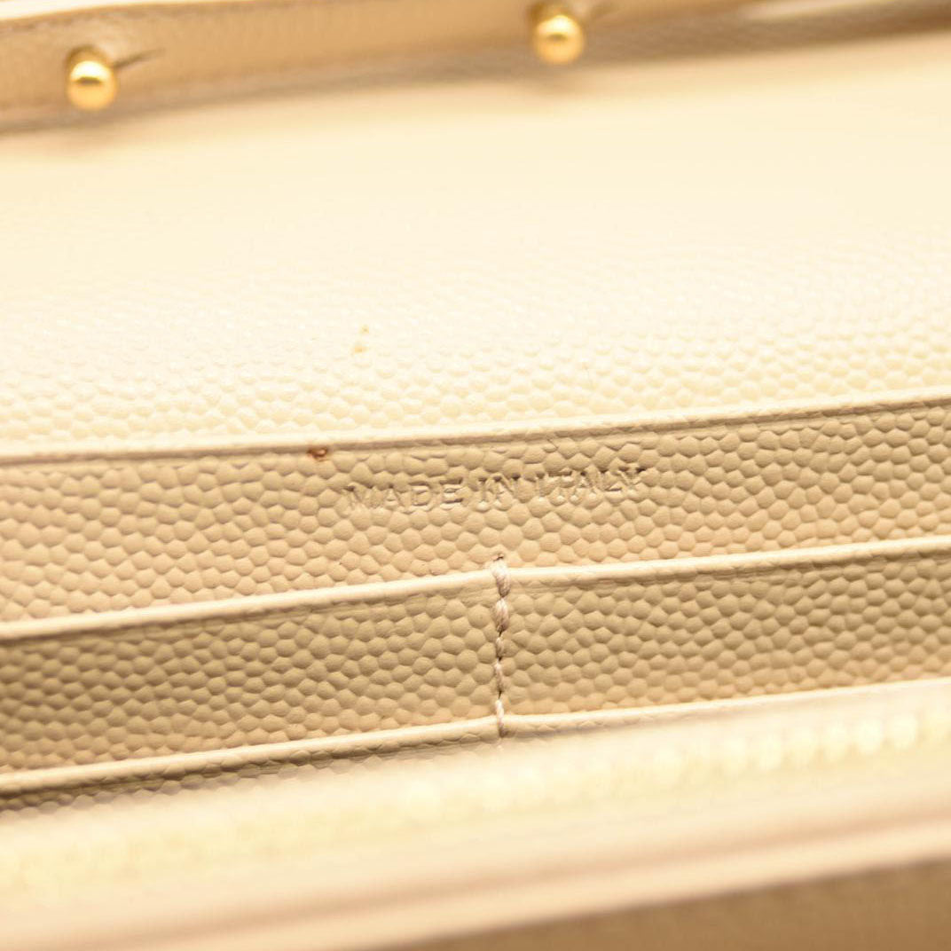 SAINT LAURENT Grain De Poudre Matelasse Chevron Monogram Envelope Chain Wallet Nude Powder