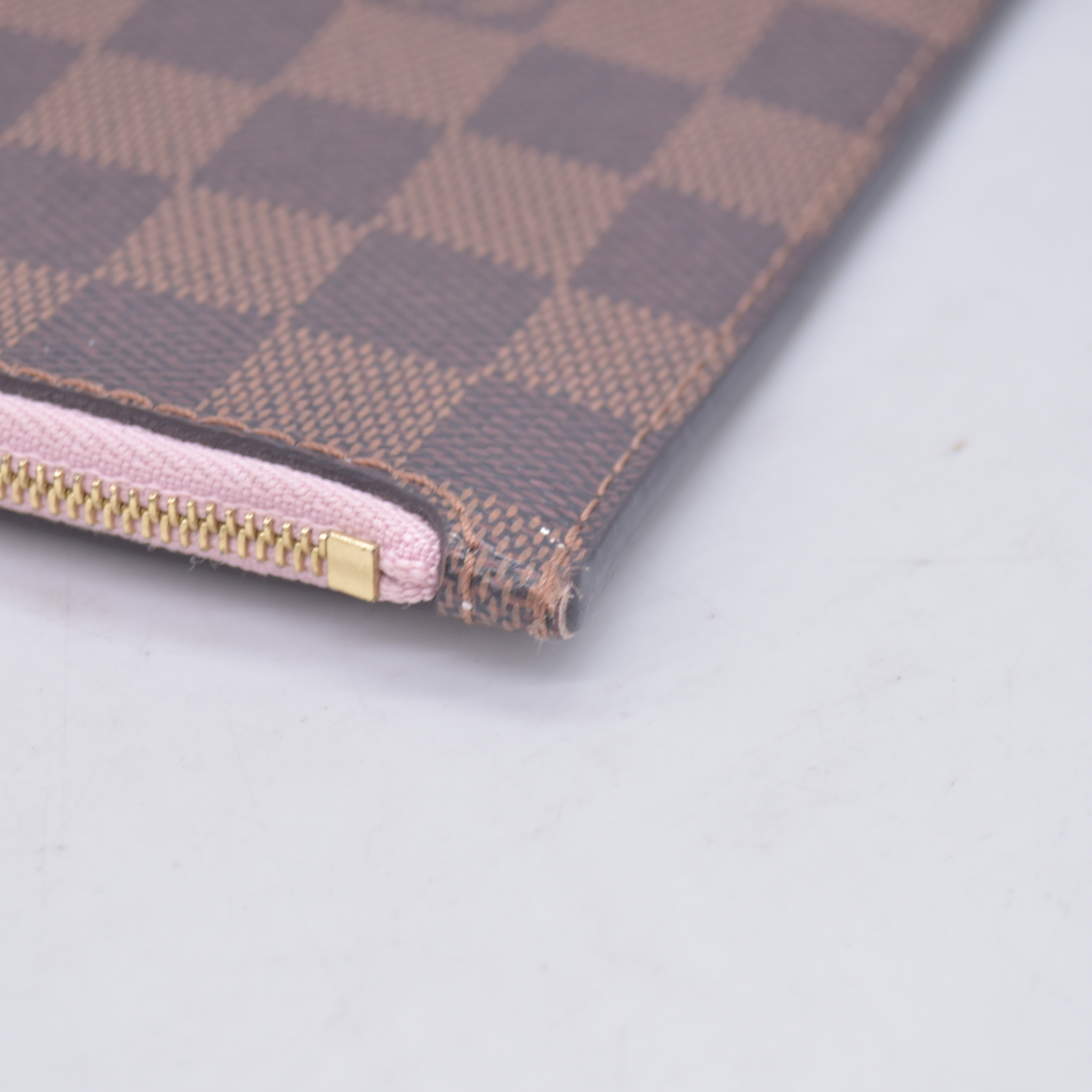 $2240 Louis Vuitton Damier Ebene Neo Neverfull MM Rose Ballerine with Pouch