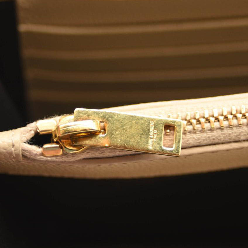 SAINT LAURENT Grain De Poudre Matelasse Chevron Monogram Envelope Chain Wallet Nude Powder