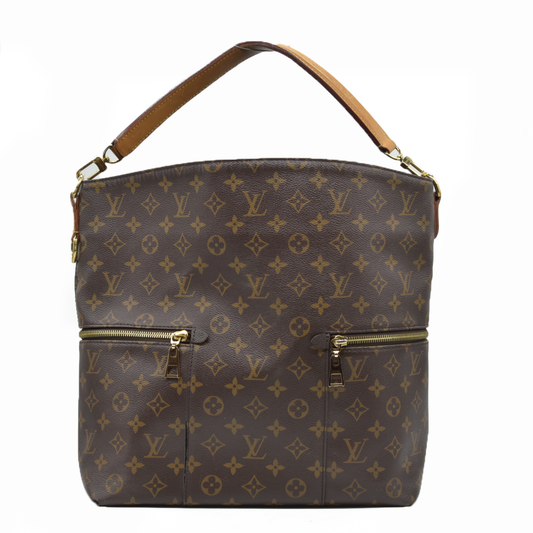 $1960 Louis Vuitton Melie Brown Monogram Canvas Shoulder Bag Hobo Satchel 2017 SD3117