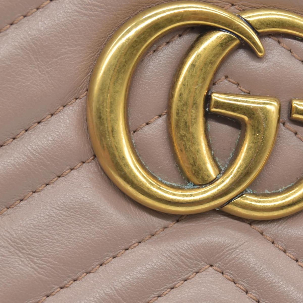 $1950 Gucci Calfskin Matelasse Small GG Marmont Chain Shoulder Bag Porcelain Rose