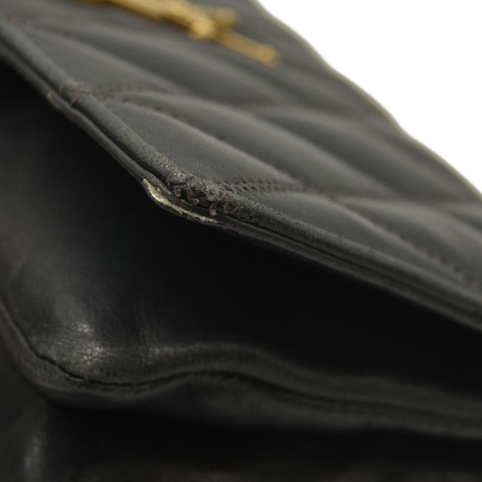 Saint Laurent  Lambskin Diamond Quilted Monogram Angie Chain Bag Smog Grey