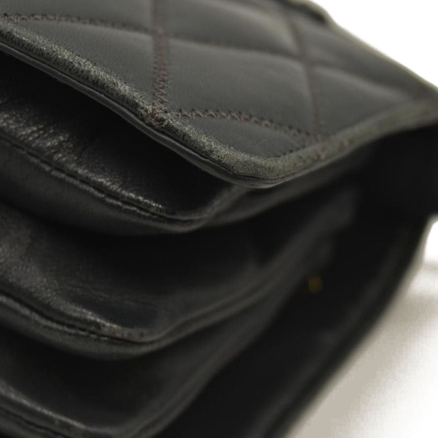 Saint Laurent  Lambskin Diamond Quilted Monogram Angie Chain Bag Smog Grey