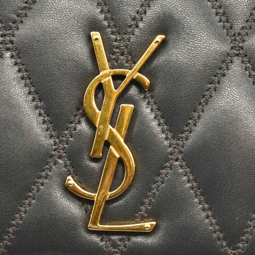 Saint Laurent  Lambskin Diamond Quilted Monogram Angie Chain Bag Smog Grey