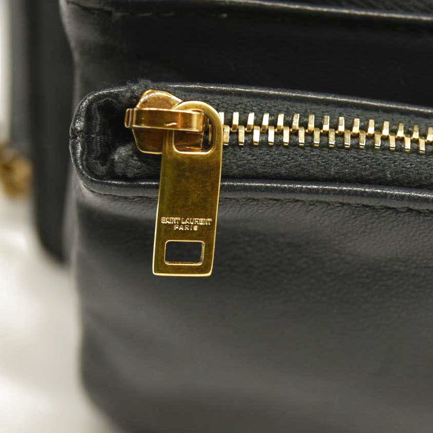 Saint Laurent  Lambskin Diamond Quilted Monogram Angie Chain Bag Smog Grey