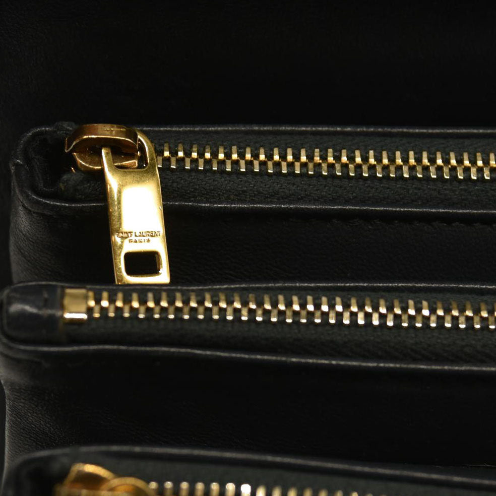 Saint Laurent  Lambskin Diamond Quilted Monogram Angie Chain Bag Smog Grey