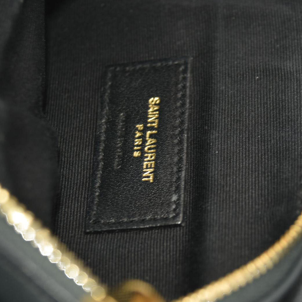 Saint Laurent  Lambskin Diamond Quilted Monogram Angie Chain Bag Smog Grey