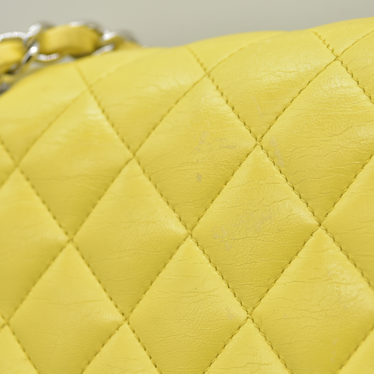 $11300 2010 Chanel Lambskin Quilted Medium Double Flap Yellow CONSIGNMENT