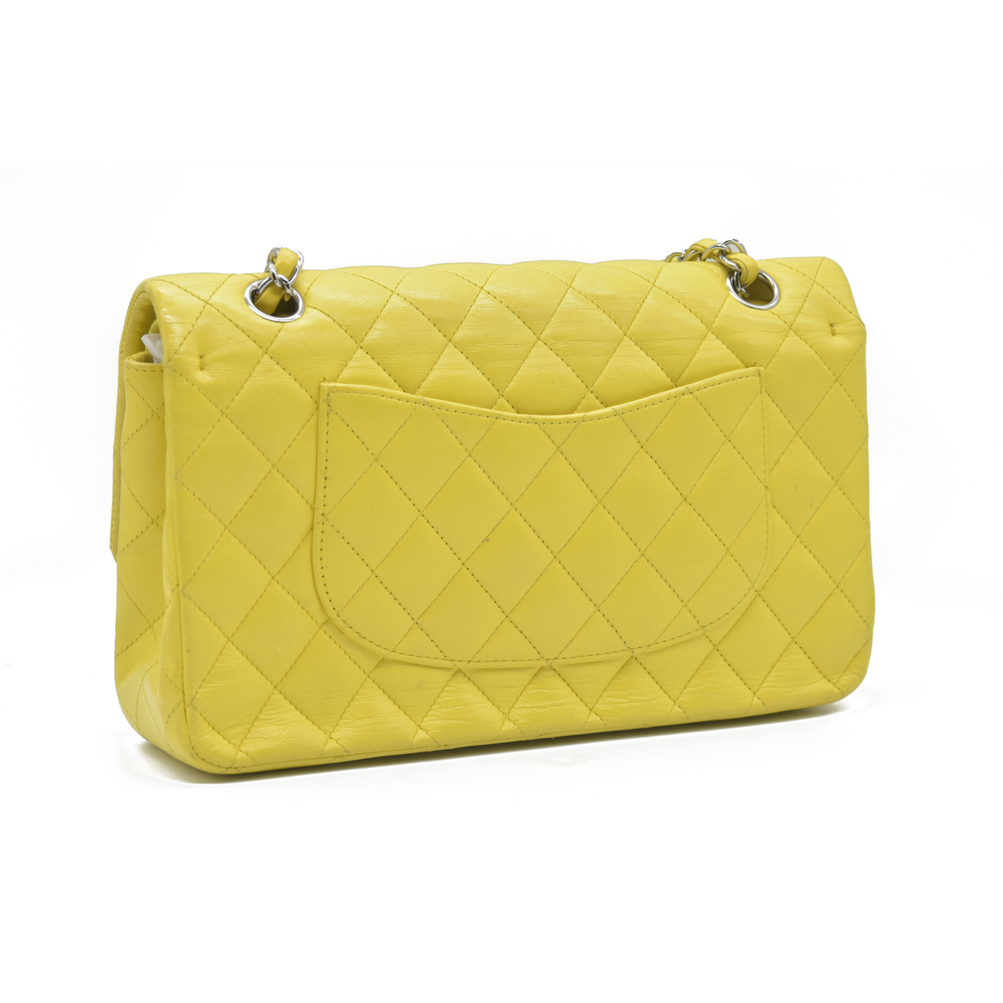 $11300 2010 Chanel Lambskin Quilted Medium Double Flap Yellow CONSIGNMENT