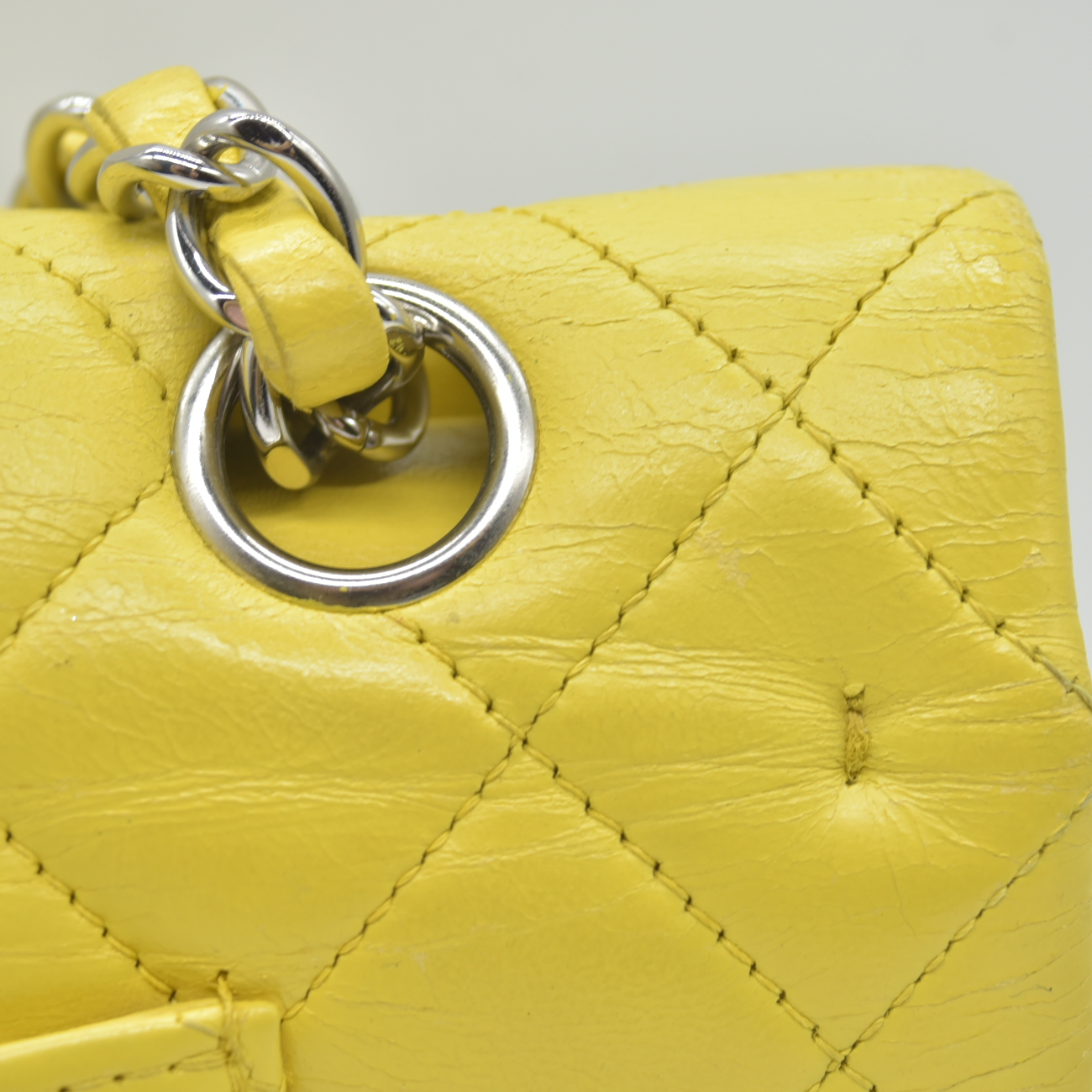 $11300 2010 Chanel Lambskin Quilted Medium Double Flap Yellow CONSIGNMENT