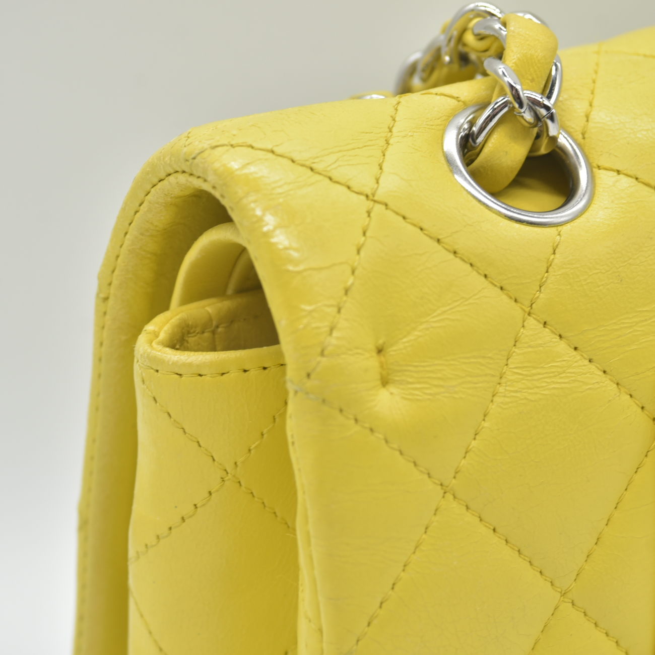 $11300 2010 Chanel Lambskin Quilted Medium Double Flap Yellow CONSIGNMENT