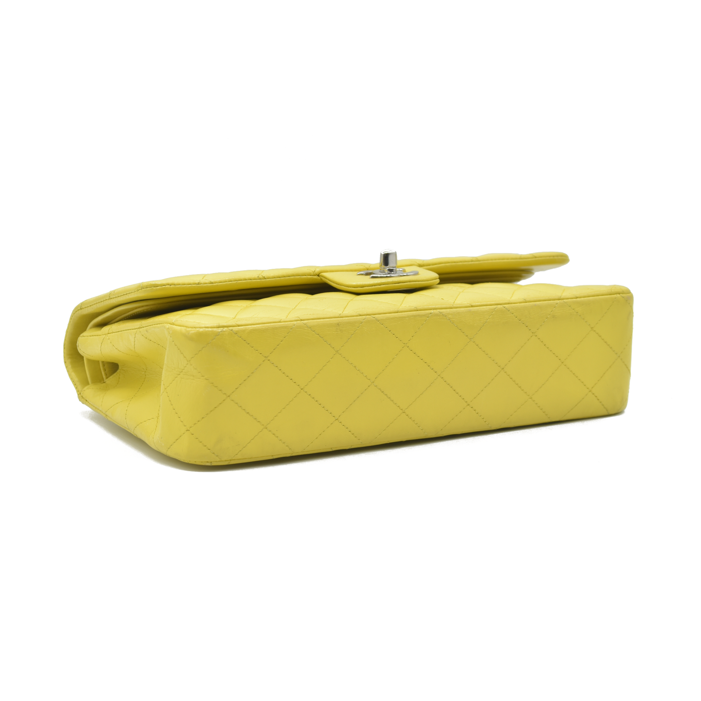 $11300 2010 Chanel Lambskin Quilted Medium Double Flap Yellow CONSIGNMENT