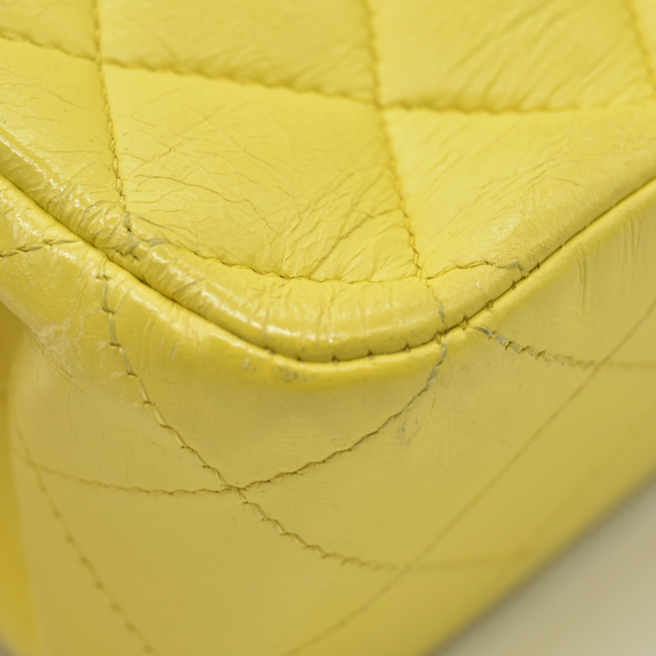 $11300 2010 Chanel Lambskin Quilted Medium Double Flap Yellow CONSIGNMENT