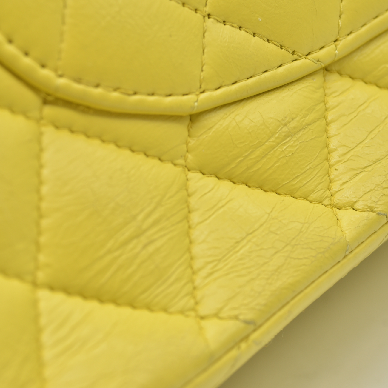 $11300 2010 Chanel Lambskin Quilted Medium Double Flap Yellow CONSIGNMENT
