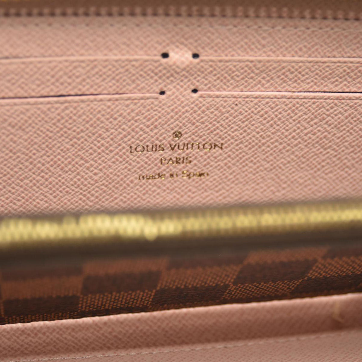 LOUIS VUITTON  Damier Ebene Clemence Wallet Rose Ballerine G2176