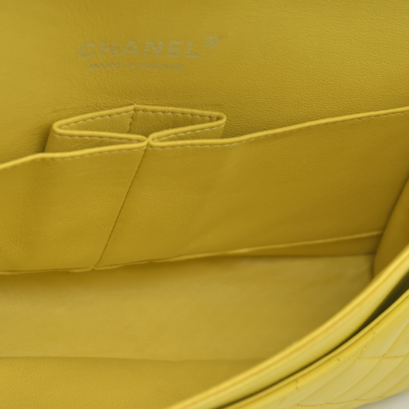 $11300 2010 Chanel Lambskin Quilted Medium Double Flap Yellow CONSIGNMENT