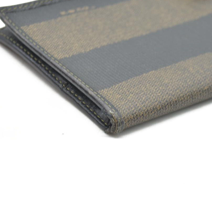 AUCTION $750 Fendi  Pequin Striped Flap Wallet Tobacco