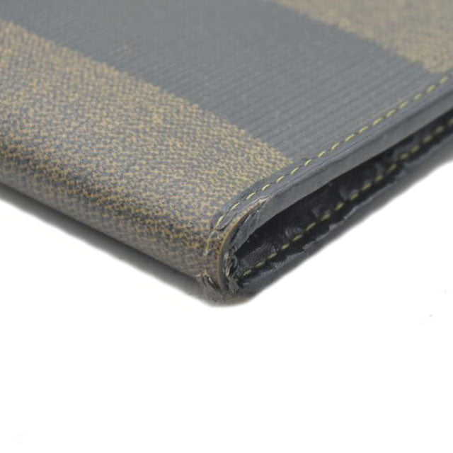 AUCTION $750 Fendi  Pequin Striped Flap Wallet Tobacco