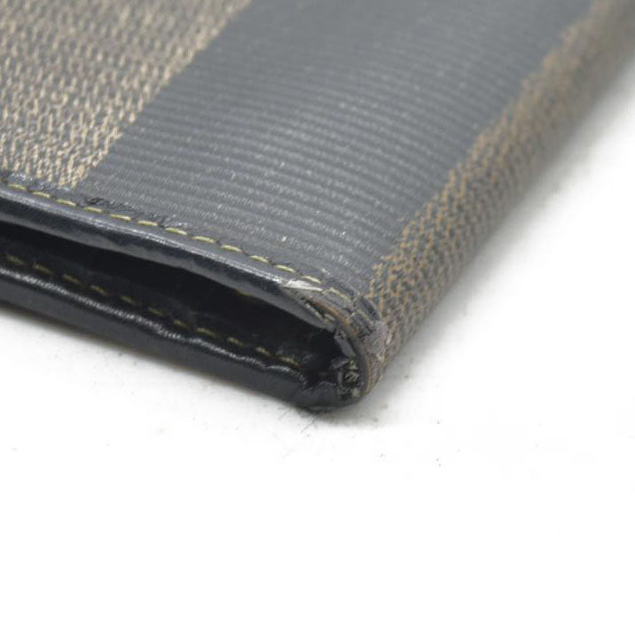 AUCTION $750 Fendi  Pequin Striped Flap Wallet Tobacco