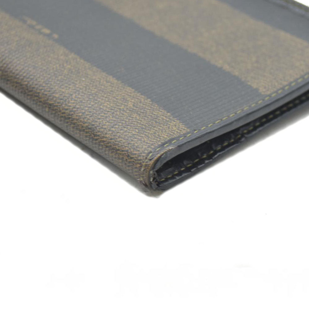 AUCTION $750 Fendi  Pequin Striped Flap Wallet Tobacco